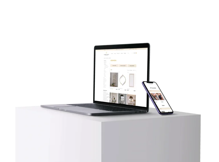 laptop and phone put on top on elevated surface