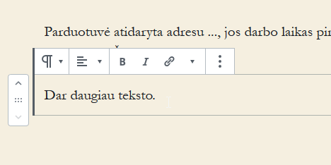 WordPress blokas kaip tekstas
