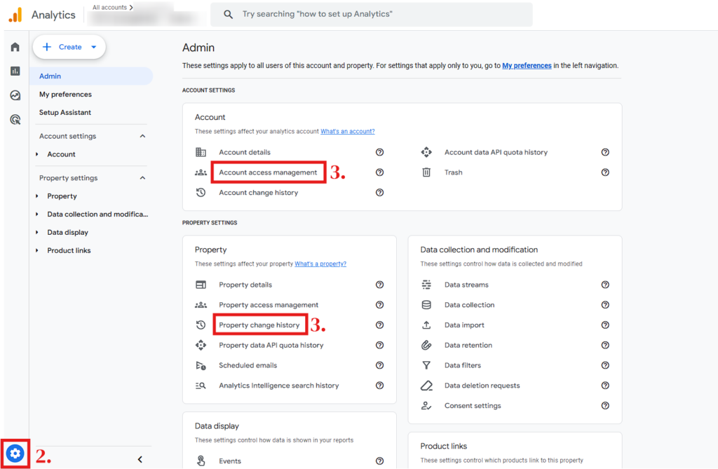 Google Analytics: administratoriaus pridėjimas