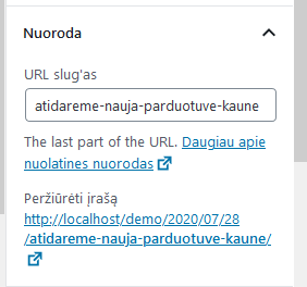 WordPress įrašo nuoroda