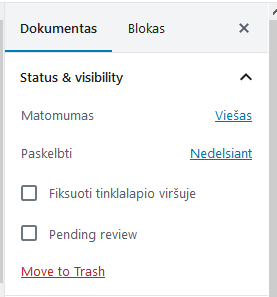 WordPress įrašo pagrindiniai nustatymai