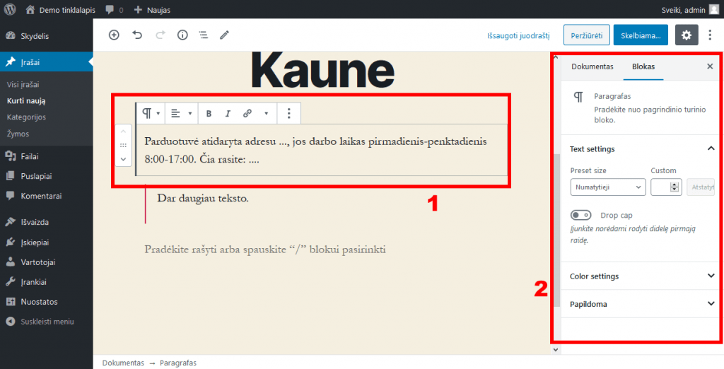 WordPress naujienos papildoma informacija – 1