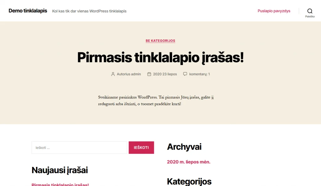 WordPress administravimo pradžia