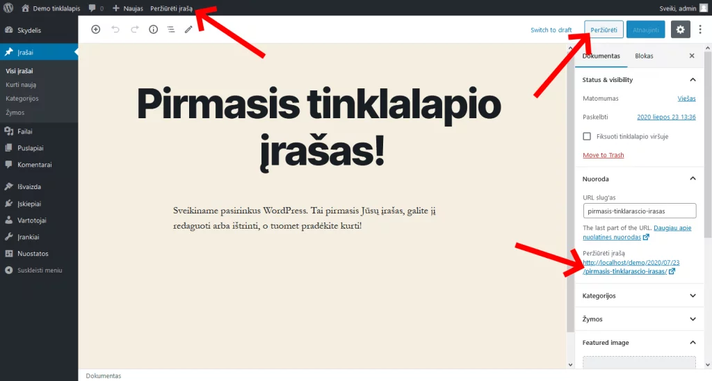WordPress įrašų sąrašas