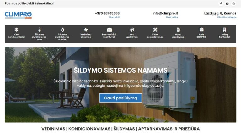 Climpro.lt svetainė – ITMA projektas