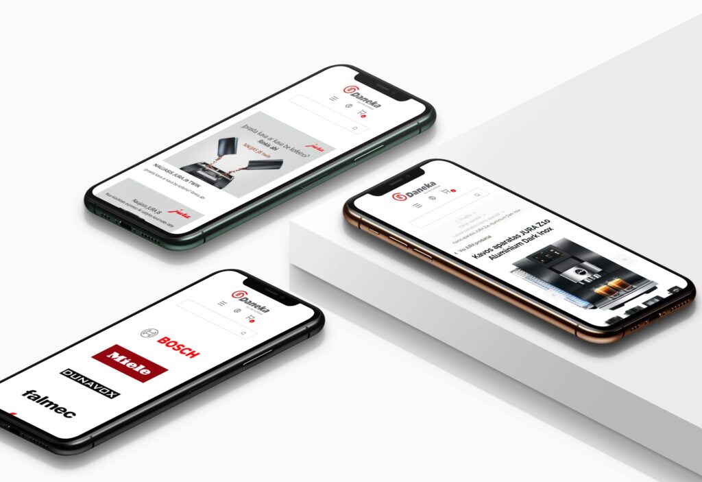Daneka el. parduotuvės mobilioji versija telefonuose
