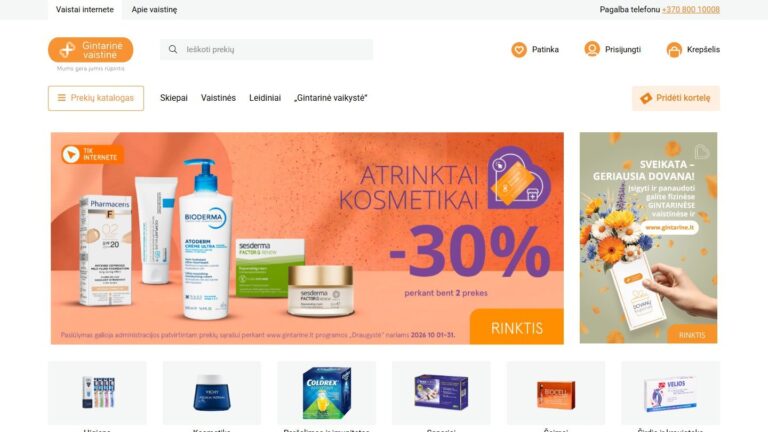 Gintarinė vaistinė svetainė – ITMA projektas